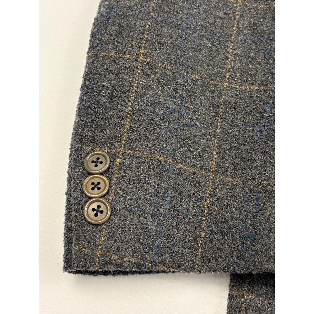 VTG Ermenegildo Zegna "Soft" Textured Boiled Wool Sport Coat 40R Gray Windowpane - Picture 2 of 13